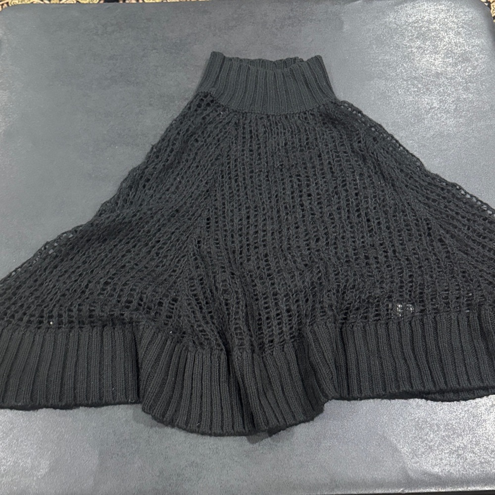 Chic Black Knit Poncho